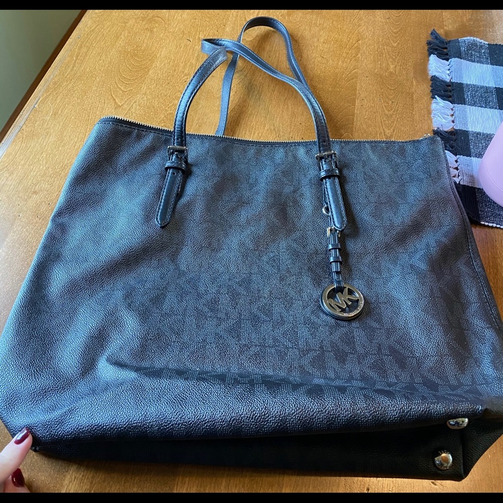Michael Kors Jet Set North South Black Logo Tote